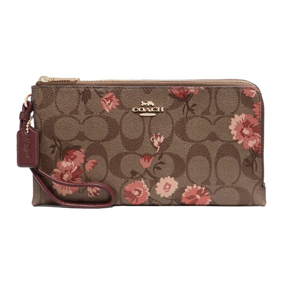 COACH NWT Double Zip Wallet In Signature Canvas